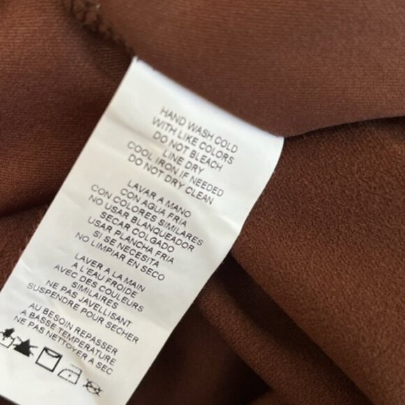 Marina Surplice Neckline Faux Wrap Belted Midi Dress in Brown – Size Small - Picture 9 of 10